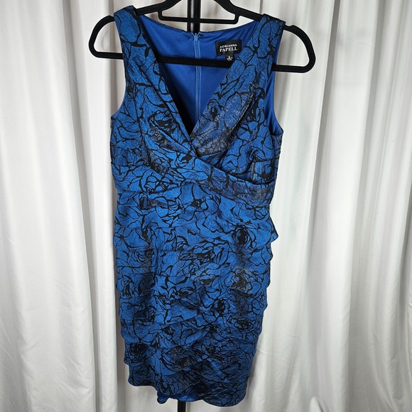 Adrianna Papell Dresses & Skirts - Adrianna Papell Cocktail Party Tiered Dress Royal Blue with a Rose Floral Size 8